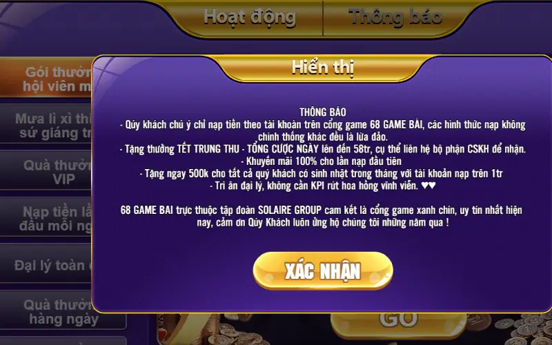 68 game bài là một cổng game trực tuyến uy tín, chất lượng, được phát triển và vận hành bởi Solaire Group