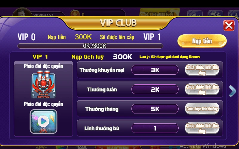 Vip Club trong 68 Game Bài là chương trình ưu đãi cho khách hàng trung thành